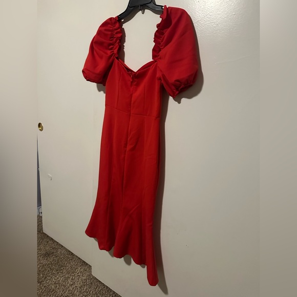 Trendyol Red Midi Dress with Puff Sleeves - Picture 13 of 16